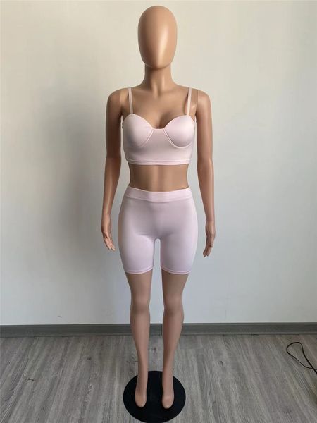 NIEUW Designer trainingspakken zomer tweedelige set damesoutfits spaghettibandjes crop top en shorts bijpassende sets effen sportkleding bulkkleding 9788