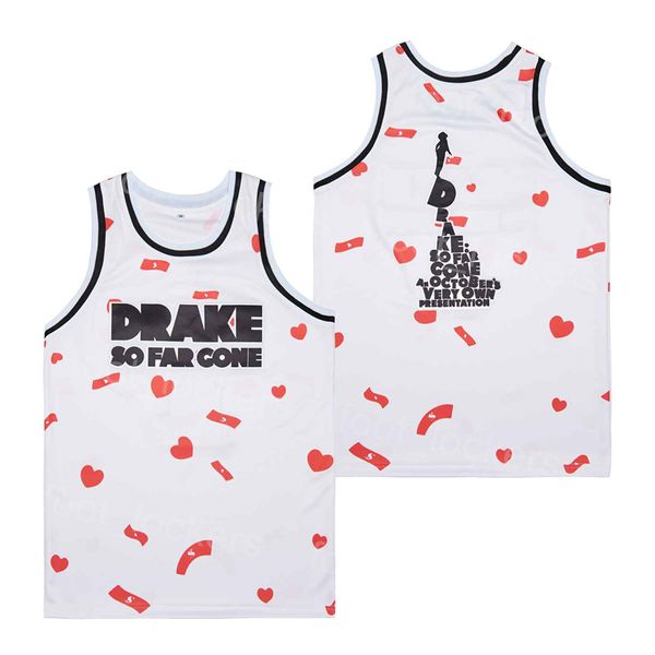 Film Drake SO FAR GONE Maglia da basket da film Vuota Pullover retrò traspirante High School HipHop Team cucita Sport Maglietta vintage da college per gli appassionati di sport Estate