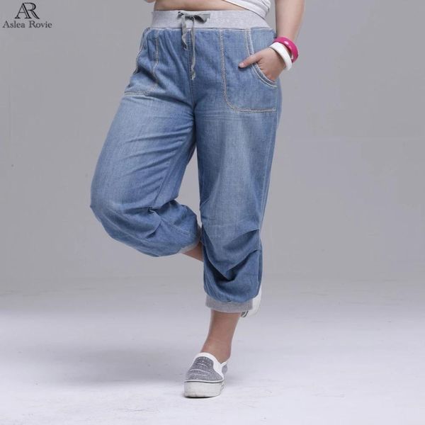 Jeans jeans for woman estate high waist plus size mamme harem pant capris jeans 6xl 7xl 8xl