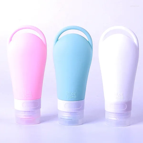 Caixas de armazenamento 60ml silicone macio split garrafa shampoo loção chuveiro gel tubo garrafas recipiente vazio para banheiro acessórios de viagem ao ar livre