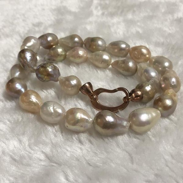 Girocollo ELEISPLJEWELRY Collana di perle Kasumi con goccia naturale barocca 11-12 14-15mm #23000120