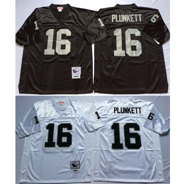 Abbigliamento da football americano Jim Plunkerr 16 maglie ritorno al passato uomo bianco nero camicia mitchell ness taglia adulto maglia cucita ordine misto