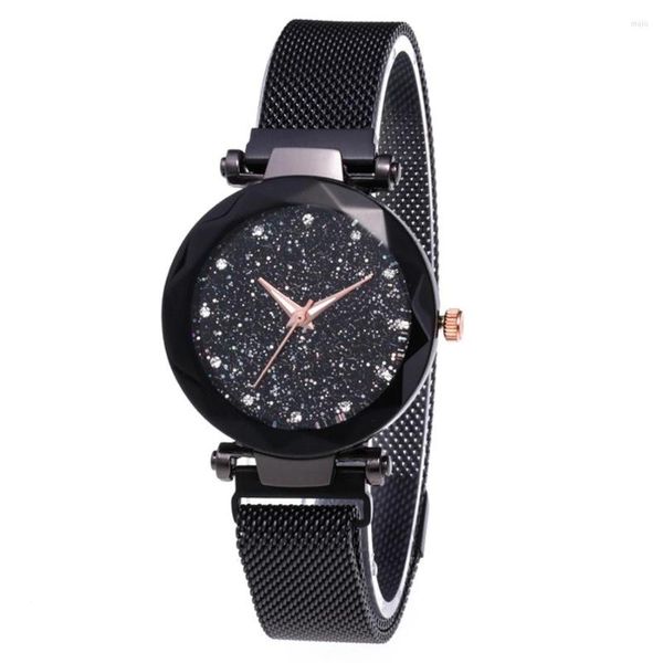 Orologi da polso Moda Casual Donna Orologi Ragazze Studenti Regalo Maglia Magnete Fibbia Orologio al quarzo stellato Orologio con superficie geometrica