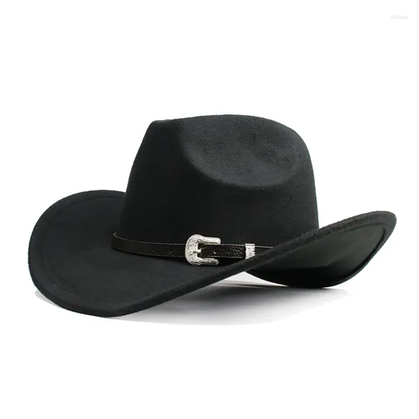 Berets Retro Einfaches Lederband Eltern-Kind-Frauen Männer / Kind Kind Wolle Breite Krempe Cowboy Westernhut Cowgirl Bowler Cap (54-57-61 cm