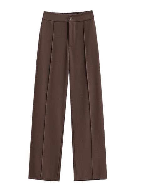 Capris Women's Fashion Brown Oversize Pantaloni a gamba larga Vintage 2021 Autunno Autunno Pantaloni ad alta vita Office Domande da donna Abiti da donna