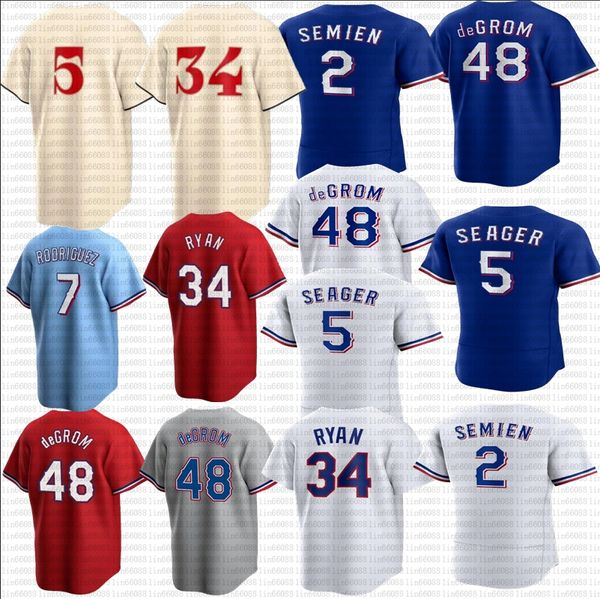 Nuovo S-4XL Jacob deGrom Corey Seager Jersey Marcus Semien Josh Smith Adolis Garcia Kole Calhoun Nolan Ryan Jon Grey Hamilton Calhoun Solak Uomo Donna Gioventù