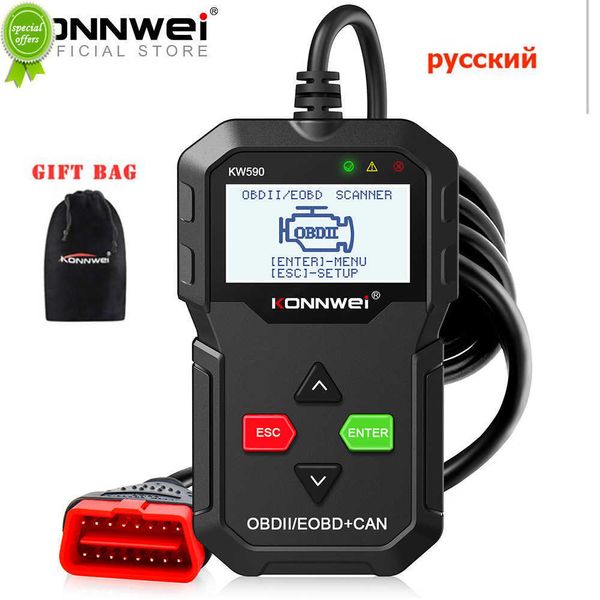 2023 OBD-Diagnosewerkzeug KONNWEI KW590 Autocodeleser Automotive OBD2 Scanner Unterstützung Multi-Brands Cars Sprachen Kostenloser Versand