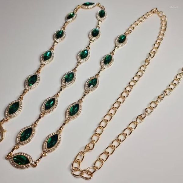 Cintos vintage cinturão de pedra preciosa vintage para mulheres - Emerald Gem Wedding Chain Chain Sash Sash Shower Acessórios para presentes