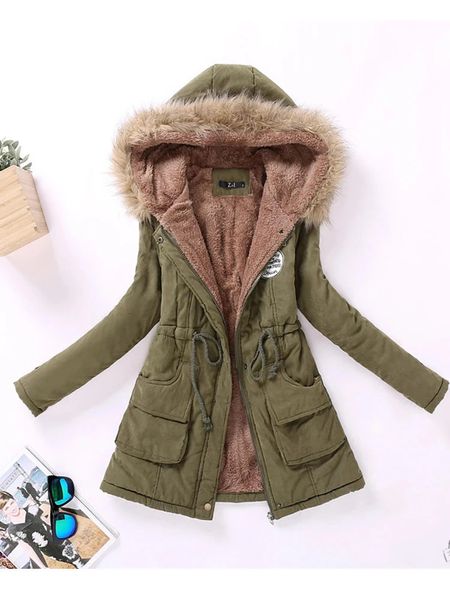 Feminino para baixo parkas inverno casaco militar algodão amassado jaqueta com capuz médio longo casual parka espessura xxxl colcha neve outwear 231124