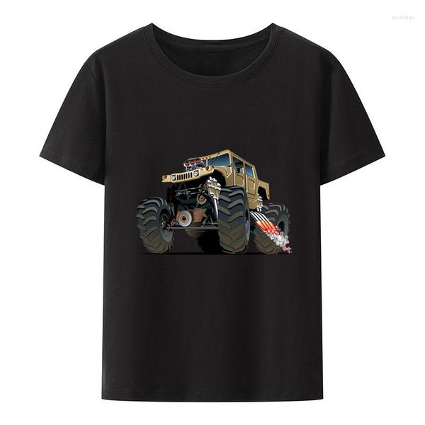 Camisetas masculinas de monstro de monstro de monstro de algodão masculina roupas de rua de verão confortável tops impressos unissex solto camisetas respiráveis