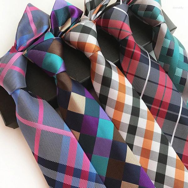 Gravatas borboletas 8cm moda clássica xadrez jacquard tecer poliéster negócios casamento gravata terno gravata acessório presente atacado
