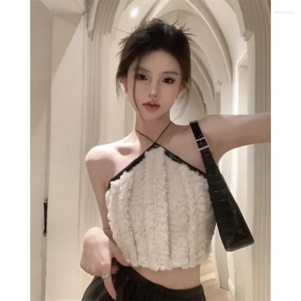 Serbatoi da donna Kpop Cantanti coreani Y2k Nightclub Girl Sexy Halter Canotta Crop Top Donna Estate High Street Fashion Slim Sling Tank