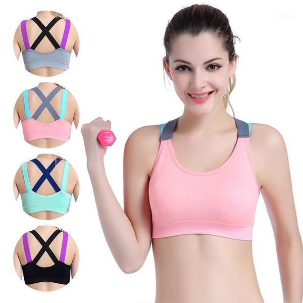 Abbigliamento da palestra Reggiseno sportivo sexy Top per fitness Donna Push Up Cinghie incrociate Pad Crop Top Donna Running Jogging Yoga 2023