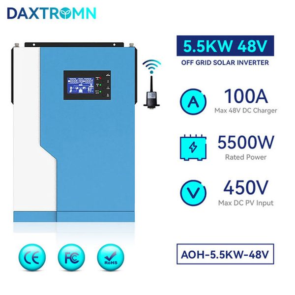 Daxtromn Eu Stock 5,5 кВт Солнечный инвертор MPPT Controller 450VDC PV Вход PURE SINE WAVE SOLAR SOLAR с Wi -Fi