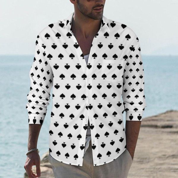 Camicie casual da uomo che giocano a poker Man Spades Card Suit Camicia a maniche lunghe Camicette estetiche fresche Design primaverile Top 3XL 4XL
