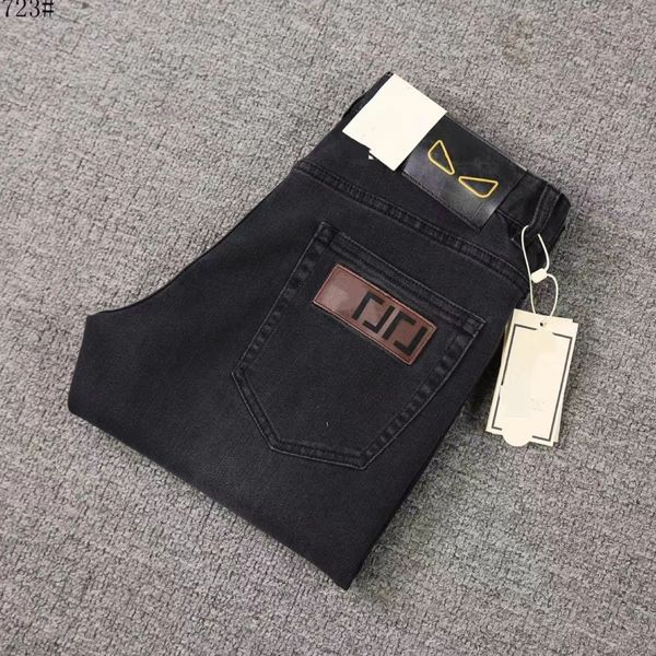 Marken-Jeans Herren Business elastische Overalls gewaschene Jeans im klassischen Stickstil schlanke High-End-Freizeithose aus elastischem, abriebfestem Stoff