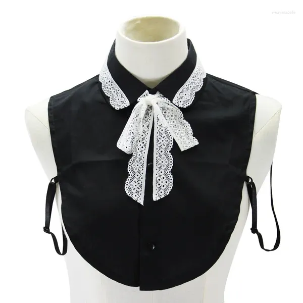 Papillon da donna in cotone colletto finto per ragazze camicia nera bavero colletti falsi cravatta camicetta staccabile top vestiti decor