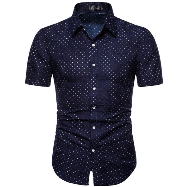 Camisas casuais masculinas M5XL Dotprint Business Cirtas casuais para o verão de manga curta de tamanho grande tamanho de roupas formais masculinas Button Up Bloups 230425