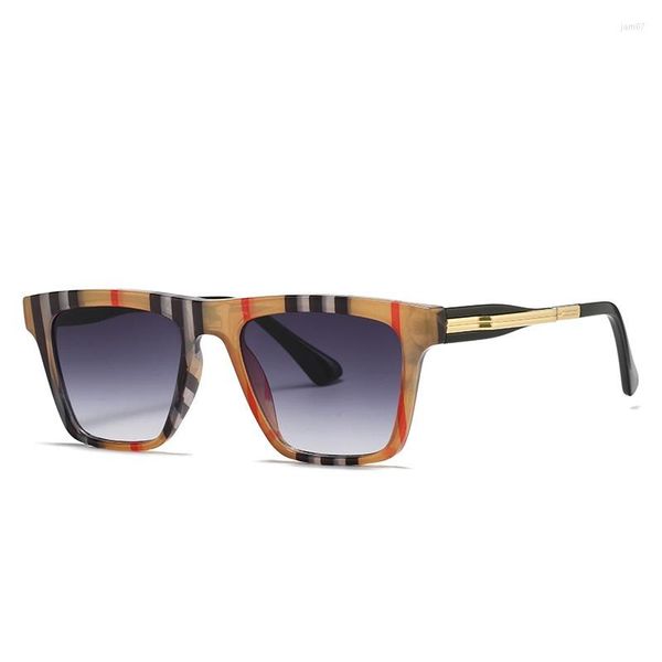 Güneş gözlüğü moda çizgili kare kadınlar lüks retro marka tasarımcı erkekler trend leopar güneş gözlükleri uv400