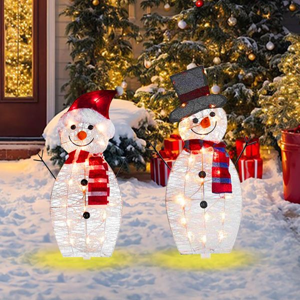 Pacote de 3/2 LED iluminado criativo boneco de neve alces decoração de Natal jardim decoração luminescente conjunto de acrílico, 3/2 peças decorações criativas para festivais