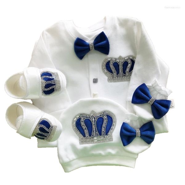 Set di abbigliamento Born Baby Boy Completi Set Bambini Vero cotone Prodotti per la cura del neonato Body Camicia Pantaloni Cappello 5 pezzi Origine Turchia