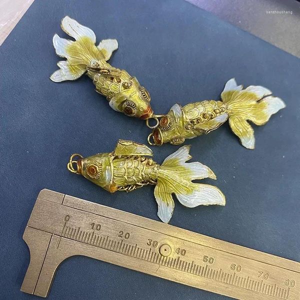 Kolye Kolyeleri 50mm Moda Altın Yeşil Renkli Cloisonne Japon Balığı Kadınlar için DIY El Yapımı Kolye Takı Parçaları