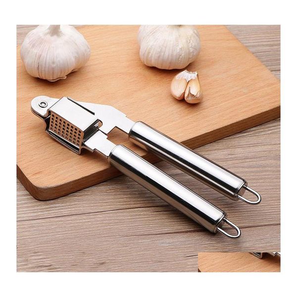 Obst Gemüse Werkzeuge Edelstahl Knoblauchpresse Crush Gerät Handpresser Crusher Ingwerpresse Slicer Stampfer Küche Kochen Dhahn