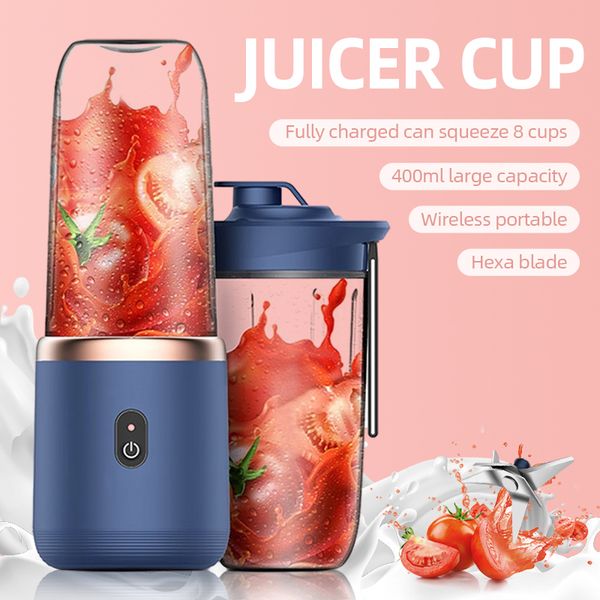 6 lâminas portátil espremedor copo espremedor de frutas copo automático pequeno espremedor elétrico smoothie liquidificador gelo crushcup processador alimentos