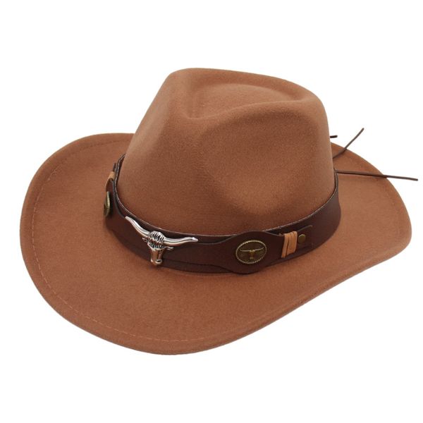 Cappello da cowboy vari accessori per cintura per la testa di mucca per cappello di colore solido cappello da uomo da uomo jazz top tappo panama cavaliere da sole per bierle