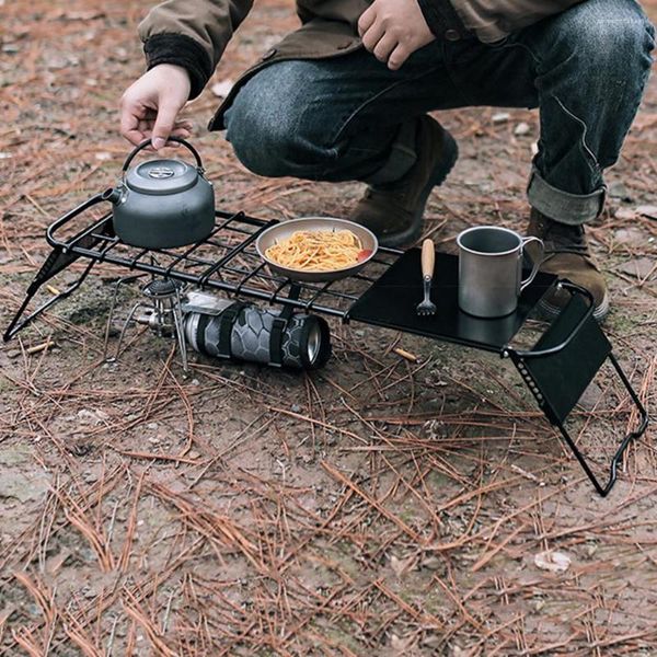 Camp Furniture Mini Stove Stove Racket Tabela dobrável portátil Altura ajustável Acessórios ao ar livre para camping viagens de pesca