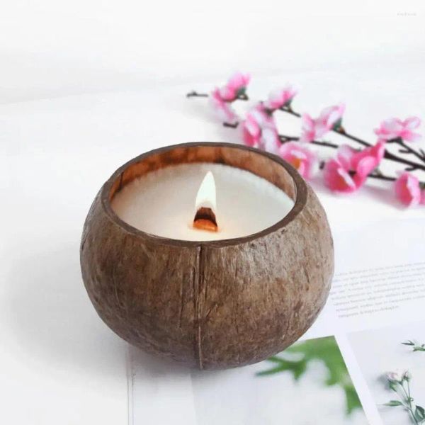 Kerzenhalter, ausgefallene Aufbewahrungsschale, gratfrei, komplett aus umweltfreundlicher Kokosnussschale