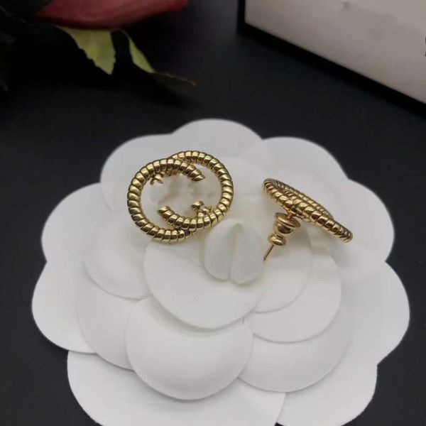 Orecchini antichi di lusso in oro dall'aspetto antico, firmati da donna, con lettera G, orecchini a bottone in oro 18 carati, logo per ragazze, orecchini con incisione, gioielli per feste di nozze, compleanno, regalo di Natale