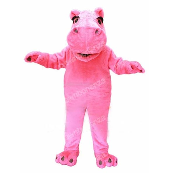 Erwachsene Größe rosa Nilpferd Maskottchen Kostüme Halloween Cartoon Charakter Outfit Anzug Weihnachten Outdoor Party Festival Kleid Werbewerbung Kleidung