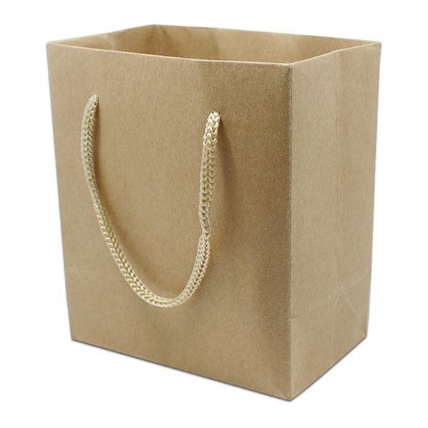 Confezione regalo 5 pezzi/lotto gioielli da sposa caramelle shopping imballaggio maniglia borsa boutique marrone Doypack sacchetti di carta kraft con