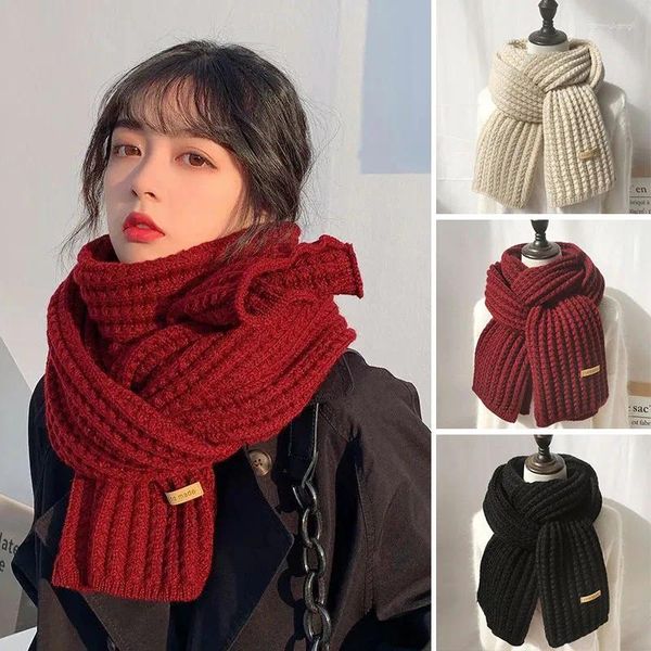 Lenços inverno quente cachecol de malha para mulheres menina moda coreano cor sólida longo unisex casual ao ar livre à prova de vento snood