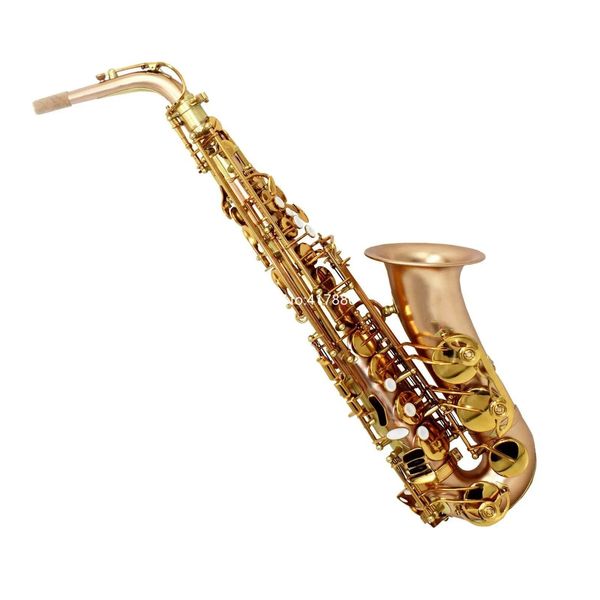 Beliebte Altsaxophon-Eb-Melodie, Goldlack, Messingtasten, gerippte Konstruktion, hohes F, mit Koffer, kostenloser Versand