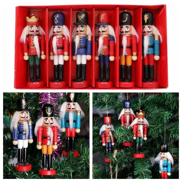 Weihnachtsdekorationen, 1 Stück, 12 cm, hölzerne Nussknacker-Puppe, Soldat, Miniaturfiguren, Vintage-Handwerk, Marionette, Jahr, Weihnachtsdekoration, Heimdekoration 231124