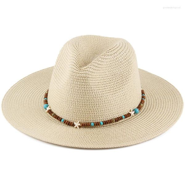 Chapéus de aba larga 2023 Moda Bohemia Cowboy Hat for Women Fluppy Beach Summer Sun Saltaw Senhoras UV Protection Panamá