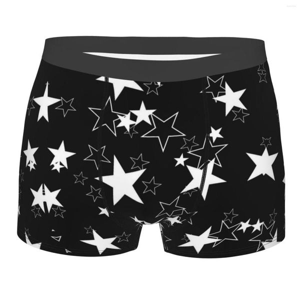 Underpants estrela os homens pretos e brancos de roupas íntimas sexy boxer hombre de meninos impressão de poliéster de boxershorts boxershorts