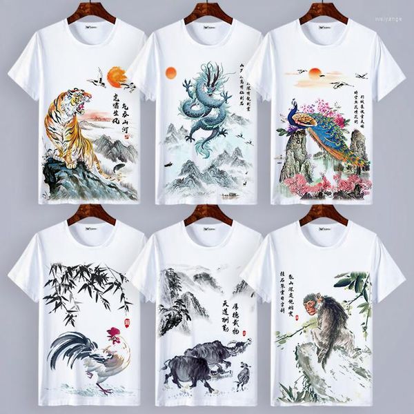 Camisetas femininas T-shirt de manga curta de estilo feminino Signs zodíaco Pintura de tinta Texto animal Impressão de verão Camiseta camisetas