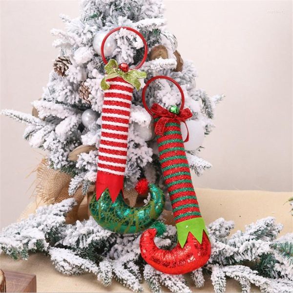 Decorazioni natalizie Ornamenti Piedi da elfo Anello di ferro Porta appesa Stivali Battente per la casa Navidad