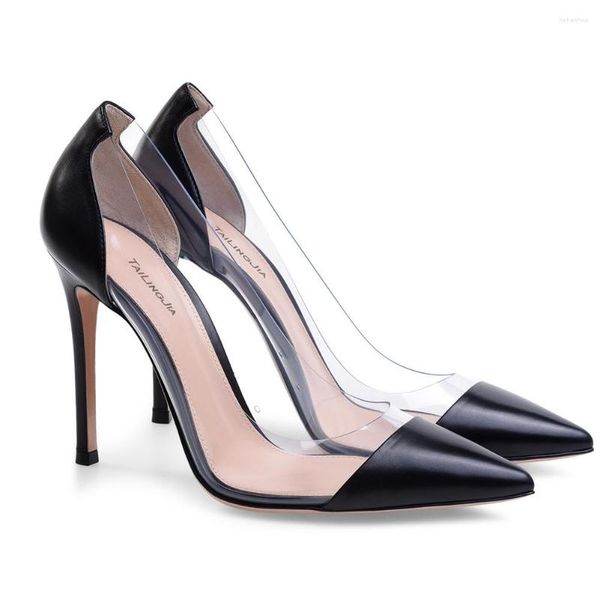 Elbise ayakkabıları McNabney 2023 Kadın Saçımlı Stiletto Topuklu Pompalar Kadife Mat Deri Patent Seksi Modern Siyah Beyaz Mavi