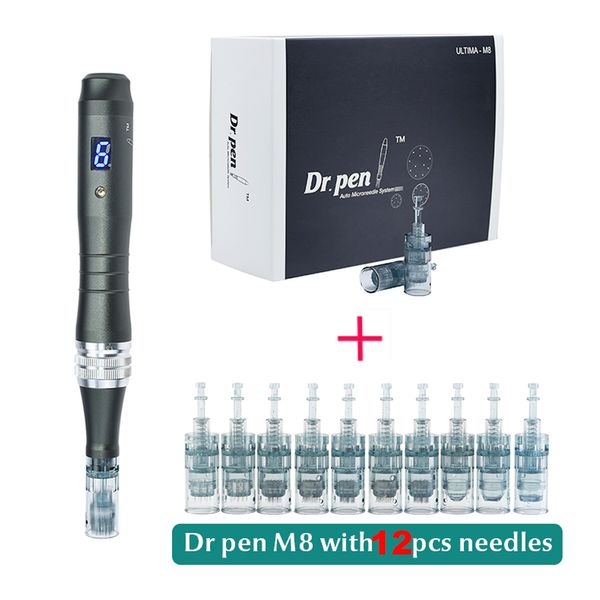 Macchinetta per tatuaggi Dr Pen Ultima M8 Professional Microneedling Wireless Derma Kit di strumenti per la cura della pelle automatica per viso e corpo 10 pezzi Cartucce 230425