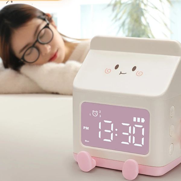 Relógios de mesa despertador para crianças kawaii gerenciamento de tempo dos desenhos animados relógio eletrônico led decorações digitais 231124