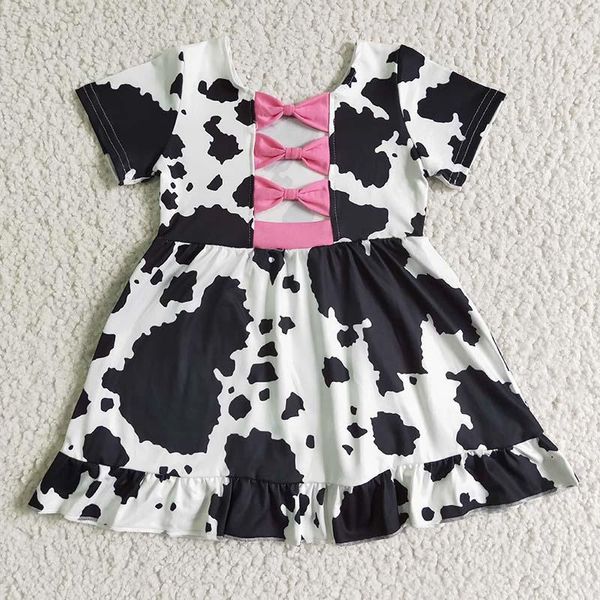Девушка платья ферма коровье детское платье с коротким рукавом розовый бутик моды моды детская одежда оптом детская одежда для малышей