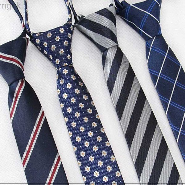 Cravatte 45 * 5 cm / 6 cm Cravatte da uomo alla moda Cravatte a strisce di colore solido per il tempo libero Cravatte sottili Facile pigro Cravatta con cerniera Cravatta da prestazione per studenti