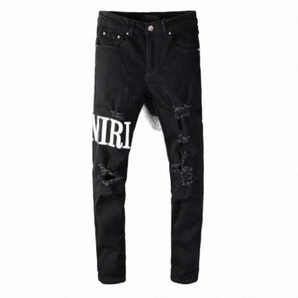 kot erkekler sonbahar maskulina mektup kot pantolon moda dans kulübü skinny s turser E6tn#