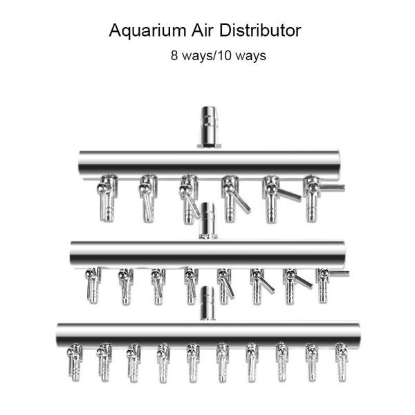 Acessórios 8 10 maneiras válvula divisor de ar do aquário 8mm a 4mm bomba de ar do tanque de peixes válvula distribuidora de fluxo válvula de interruptor de controle de alavanca de torneira