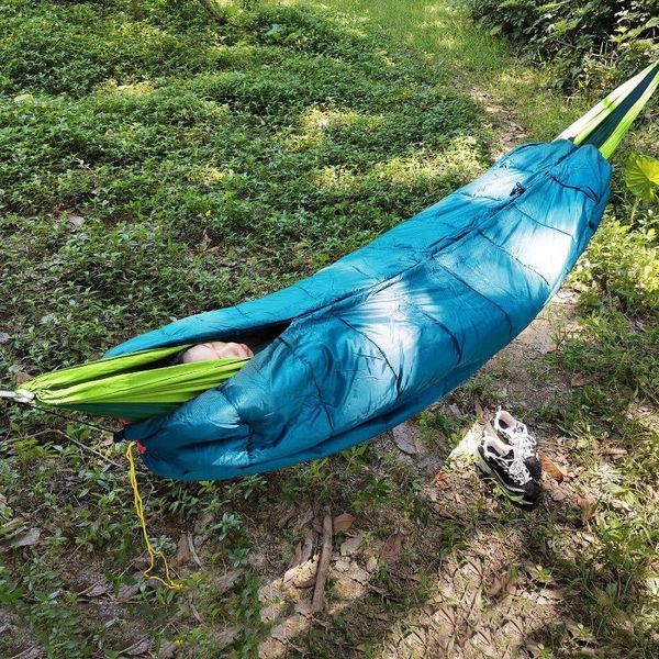 Mobili da campeggio Biue Sospesa Amaca sospesa Sacco a pelo Giardino Spiaggia Pieghevole Campeggio Viaggi Roba da esterno Antivento Attrezzatura calda