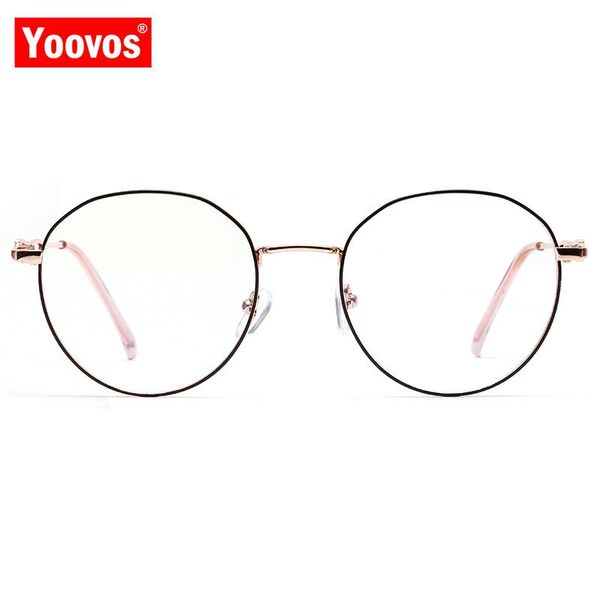 Montature per occhiali da sole Fashion Yoovos 2023 Occhiali da lettura Donna / uomo Occhiali da vista rotondi in lega Plane Mirror Frame Metal Irregular Luxury